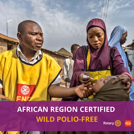 African Region certified wild polio free